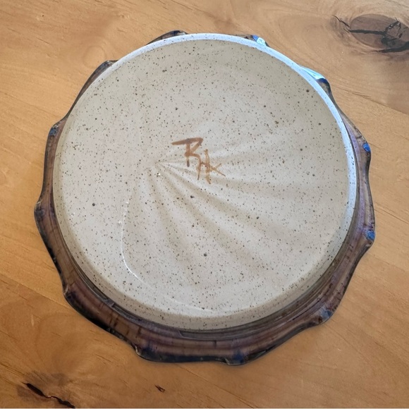 Handcrafted Blue and Brown Pottery Pie Pan or Bowl - Picture 3 of 10